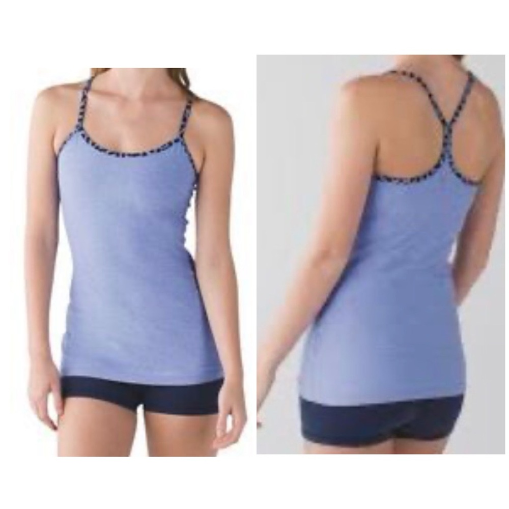 Lululemon Heathered‎ Spot Lullaby Blue Power Y Athletic Tank Top 6 Athleisure